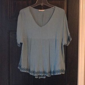 Boho Blue Vneck Top
